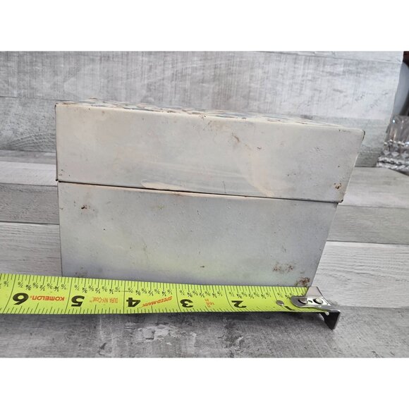 Vintage Ohio Art Co Metal Recipe Box With Blue Floral Lid Design & Recipe Cards - Picture 12 of 13